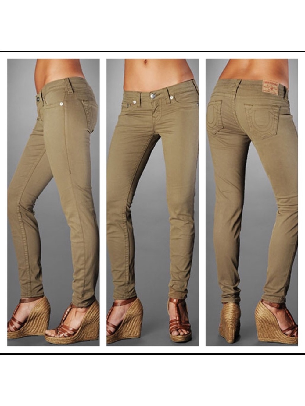 True Religion Casey Skinny Khaki Pants Y2K Designer size 30